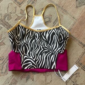 NWT Fierce + Regal Stylish Zebra Print Tank Top with Pink Accents